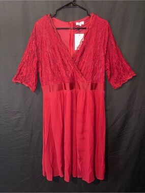 Pinup Fashion Lace Chiffon Faux Wrap Dress